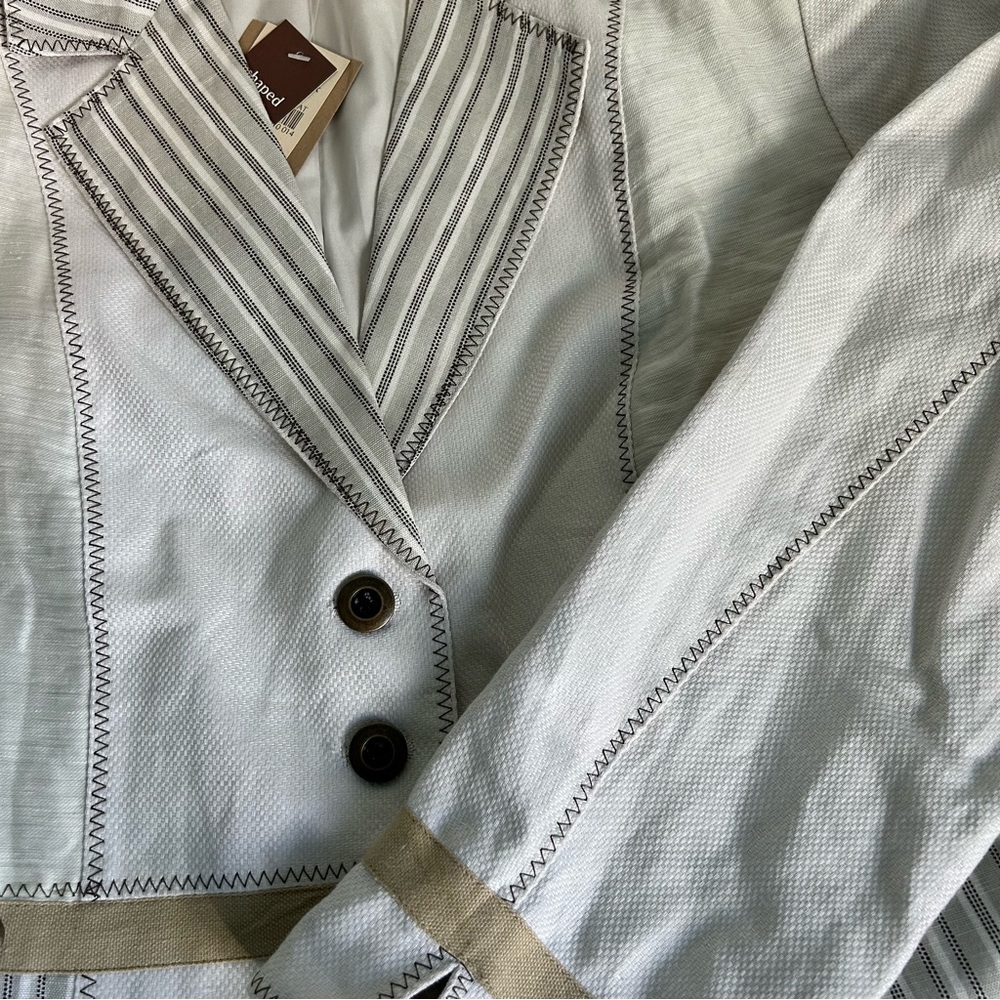 Coldwater Creek Women's Beige Mixed Media Cotton Linen Blazer Size 14 NWT - Picture 7 of 16